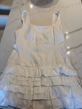 Zara White Ruffle Summer Dress
